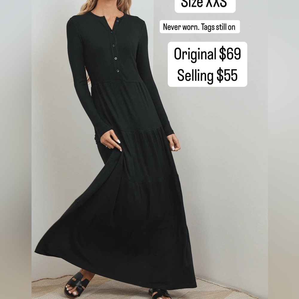 Chic Black Long Sleeve Maxi Dress